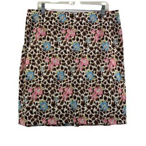 Nicole Miller Women's Short Brown Floral Skirt